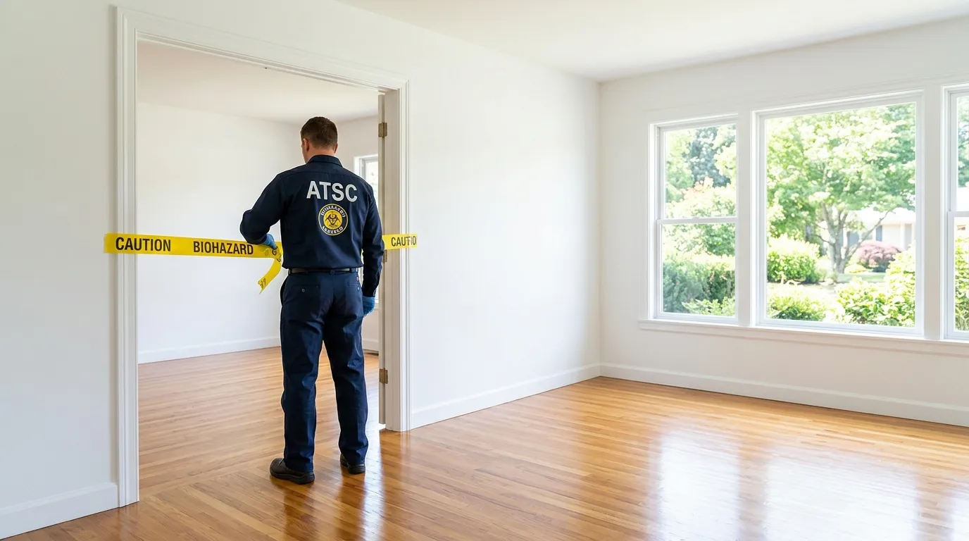 Certified biohazard cleanup crew performing Trauma Scene Cleanup in Indianola